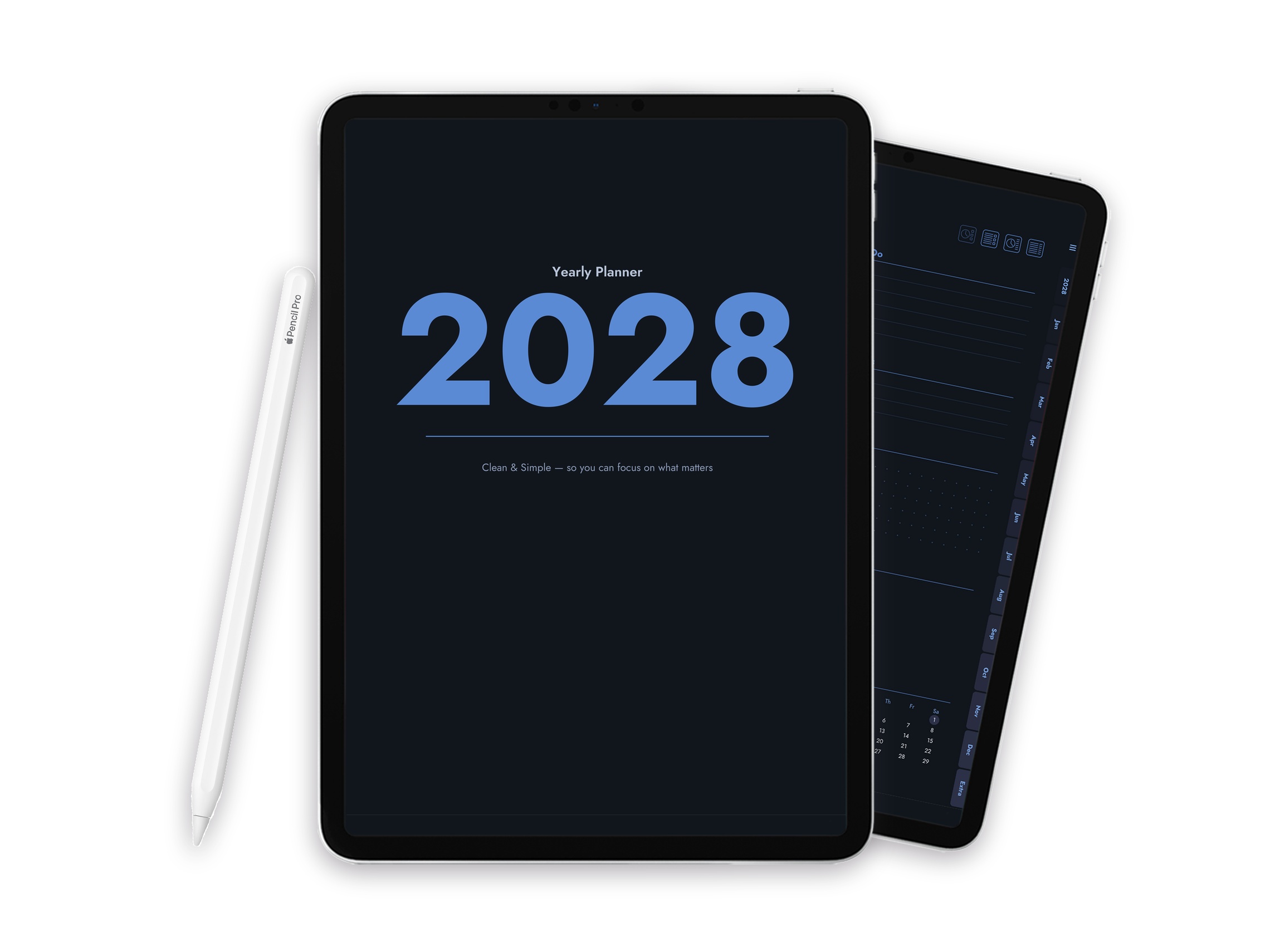 2028 Digital Planner for iPad - Minimalist Dark Blue - Image 1