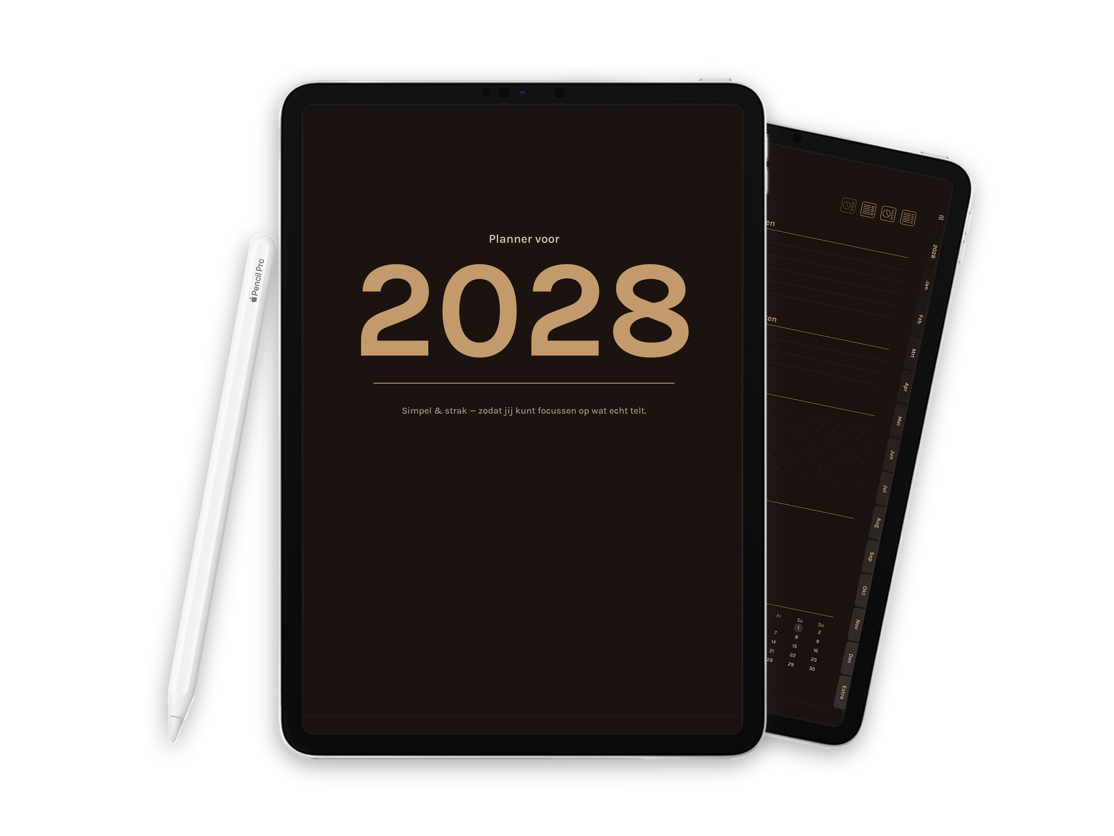 2028 Digitale planner voor iPad - Minimalist Dark Brown - Image 1