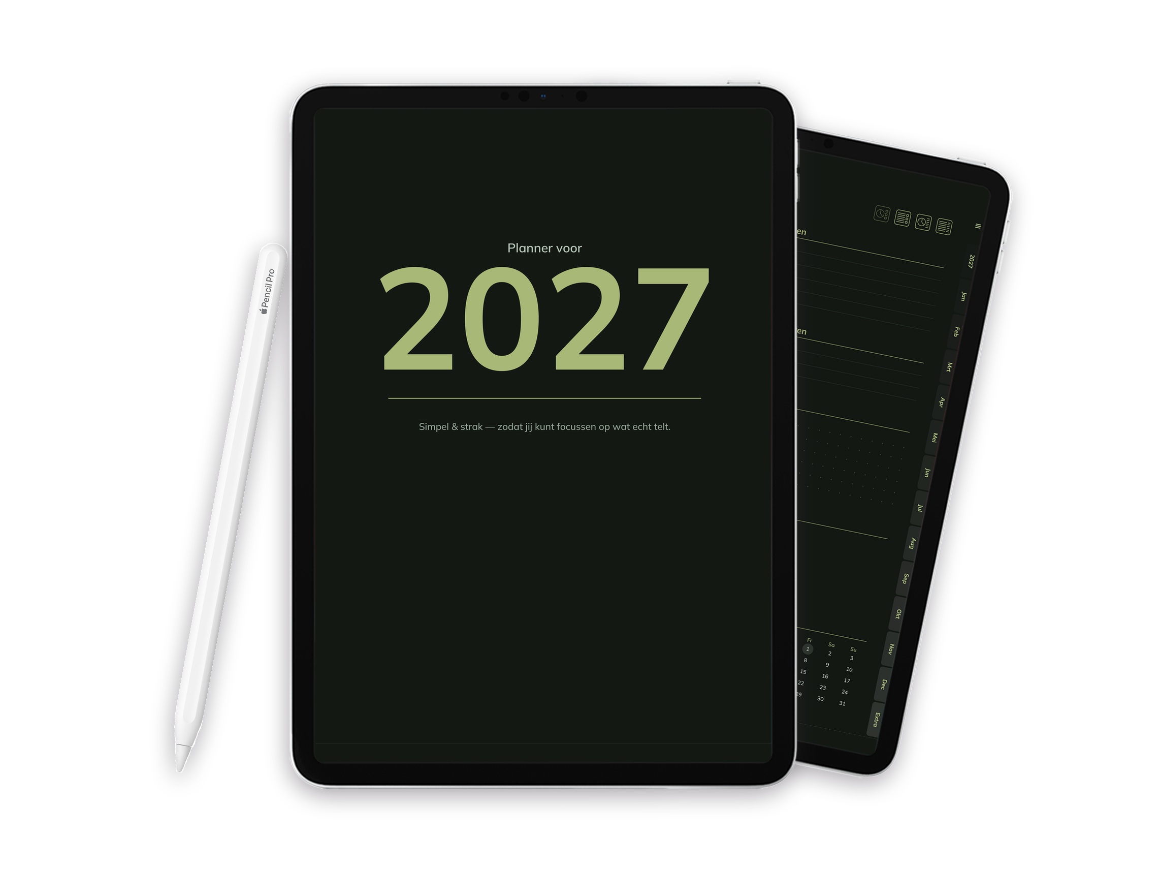 2027 Digitale planner voor iPad - Minimalist Dark Olive - Image 1