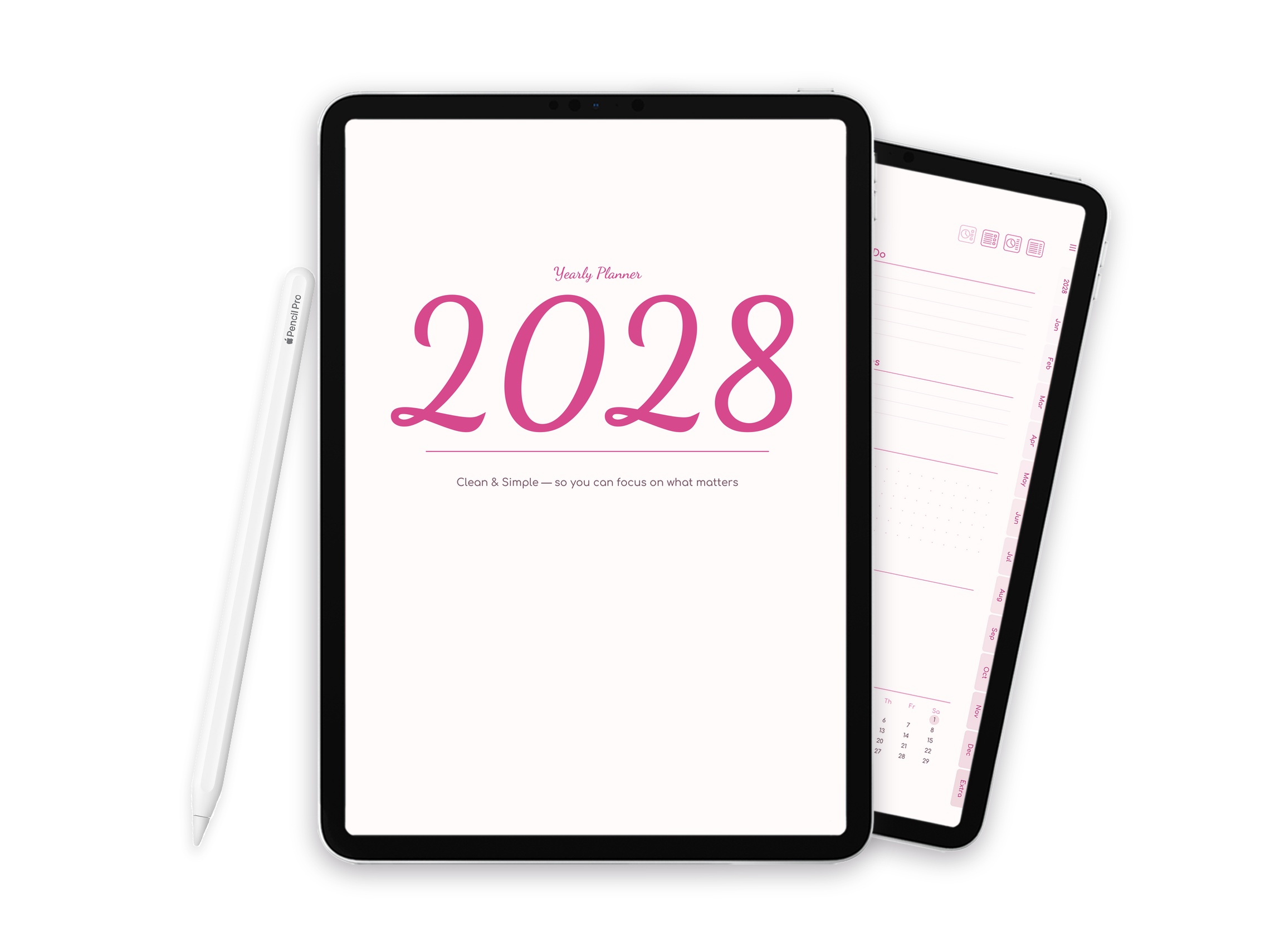 2028 Digital Planner for iPad - Minimalist Pink - Image 1